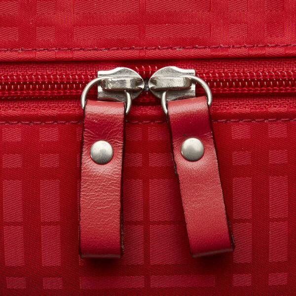 1 0164097 10 Burberry Check Shoulder Bag 2Way Nylon Red