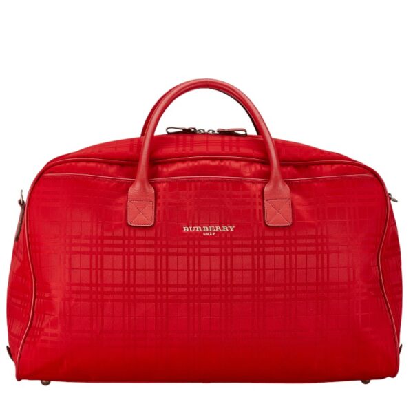 1 0164097 2 Burberry Check Shoulder Bag 2Way Nylon Red