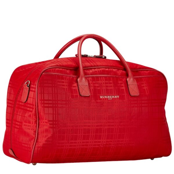 1 0164097 3 Burberry Check Shoulder Bag 2Way Nylon Red