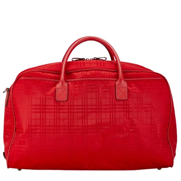 1 0164097 4 Burberry Check Shoulder Bag 2Way Nylon Red