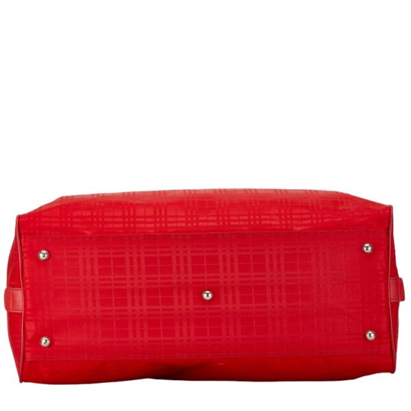 1 0164097 5 Burberry Check Shoulder Bag 2Way Nylon Red