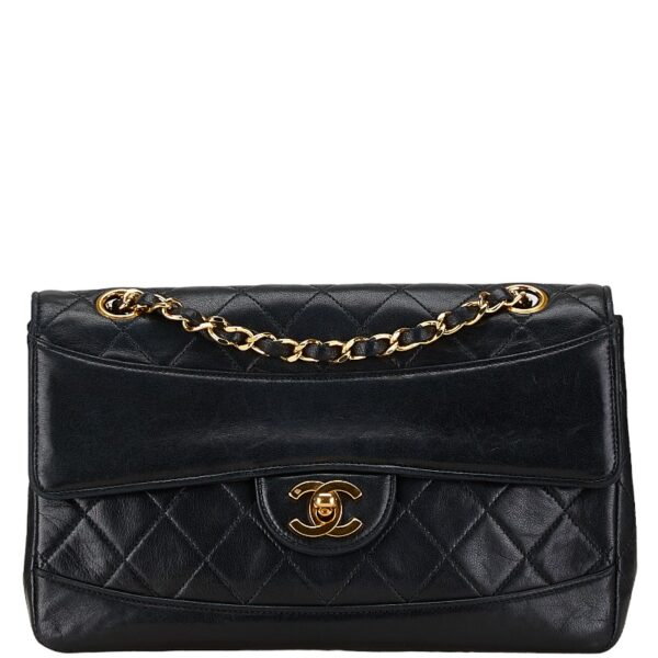 1 0164110 1 Chanel Matelasse Chain Shoulder Bag Lambskin Black