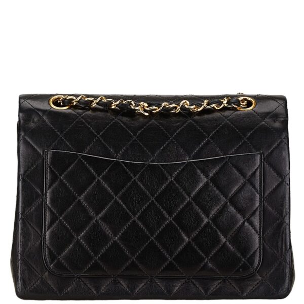 1 0164177 3 Chanel Matelasse Double Flap Chain Shoulder Bag Lambskin Black