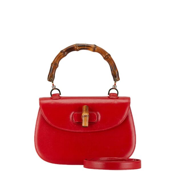 1 0164760 1 Gucci Bamboo 2WAY Handbag Red