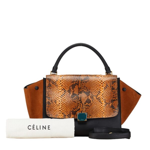 1 0164764 1 Celine Trapeze Python Shoulder Bag 2Way Black