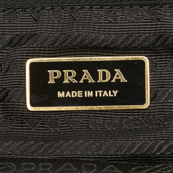 1 0164798 7 Prada Triangle Plate Clown Nylon Tote Bag Black