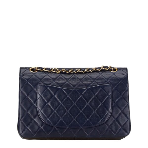 1 0164877 3 Chanel Matelasse W Flap Chain Shoulder Bag Lambskin Blue