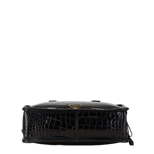 1 0165153 4 Prada Croc Plate Enamel Handbag Black