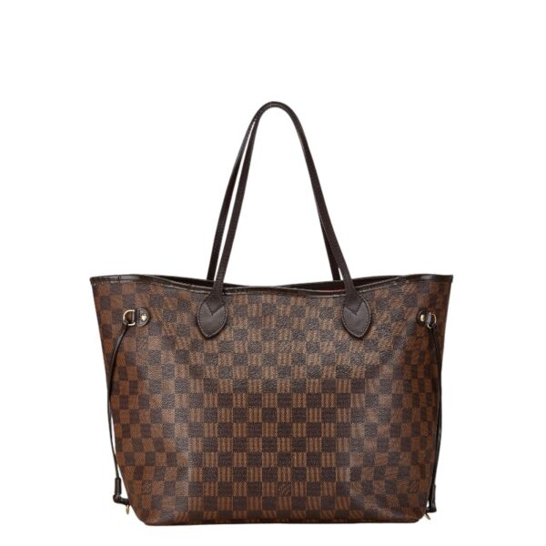 1 0165282 3 Louis Vuitton Damier Neverfull MM Tote Bag Brown