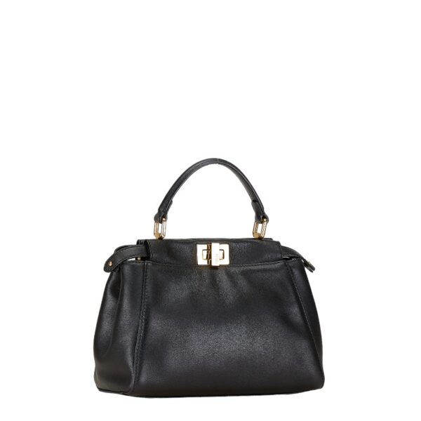 1 0165323 3 Fendi Peekaboo Mini 2WAY Shoulder Bag Black