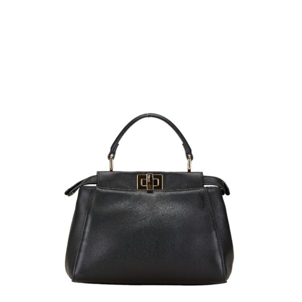 1 0165323 4 Fendi Peekaboo Mini 2WAY Shoulder Bag Black