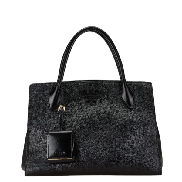 1 0165756 2 Prada Saffiano 2WAY Shoulder Bag Black