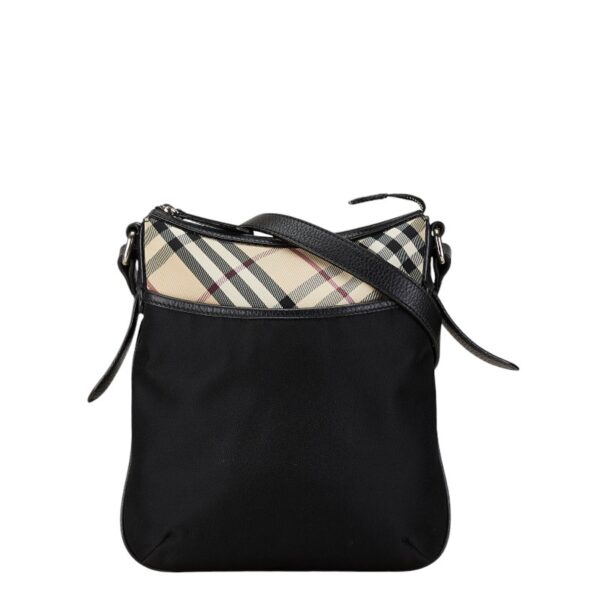 1 0165818 1 Burberry Nova Check Crossbody Shoulder Bag Nylon Black Beige