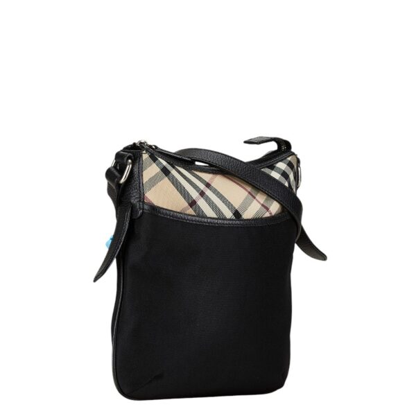 1 0165818 2 Burberry Nova Check Crossbody Shoulder Bag Nylon Black Beige