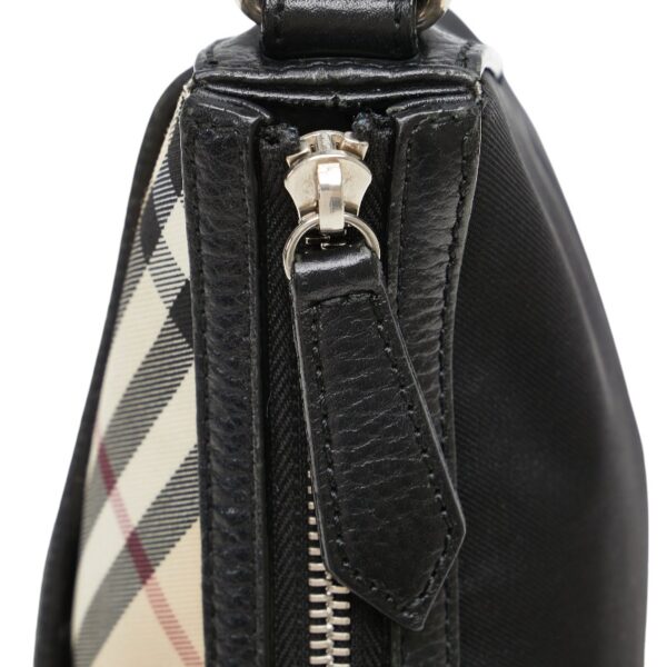 1 0165818 5 Burberry Nova Check Crossbody Shoulder Bag Nylon Black Beige