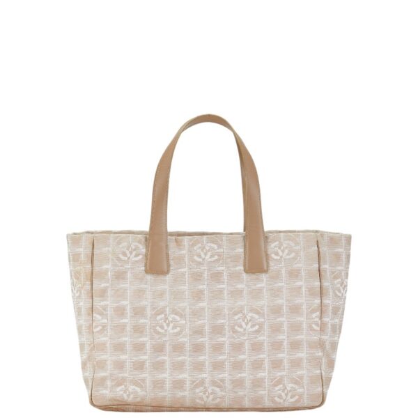 1 0165866 1 Chanel Line Tote Bag Nylon Beige