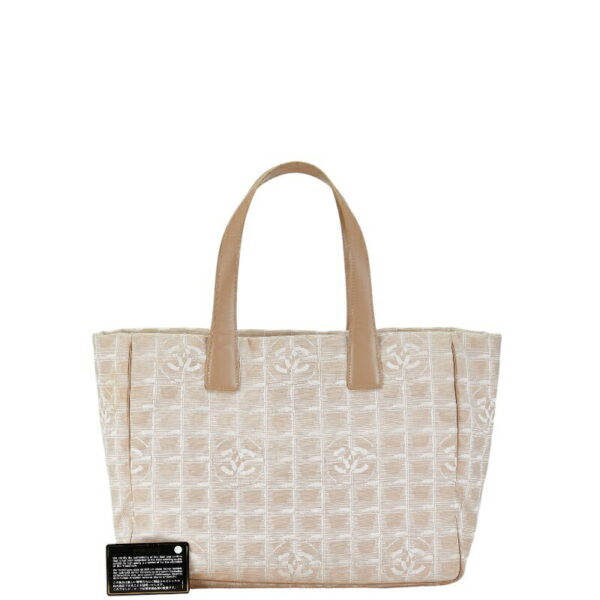 1 0165866 165868 Chanel Line Tote Bag Nylon Beige