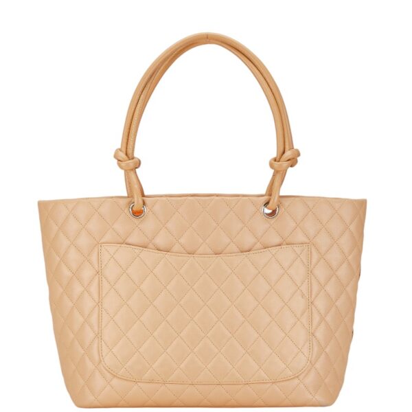 1 0166933 3 Chanel Cambon Line Tote Bag Lambskin Beige