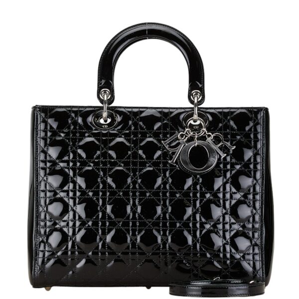 1 0166945 1 Dior Cannage Dior Shoulder Bag 2Way Enamel Black