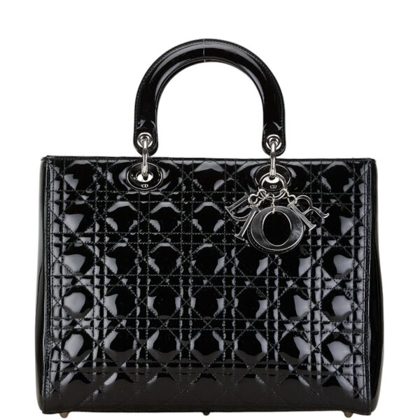 1 0166945 2 Dior Cannage Dior Shoulder Bag 2Way Enamel Black