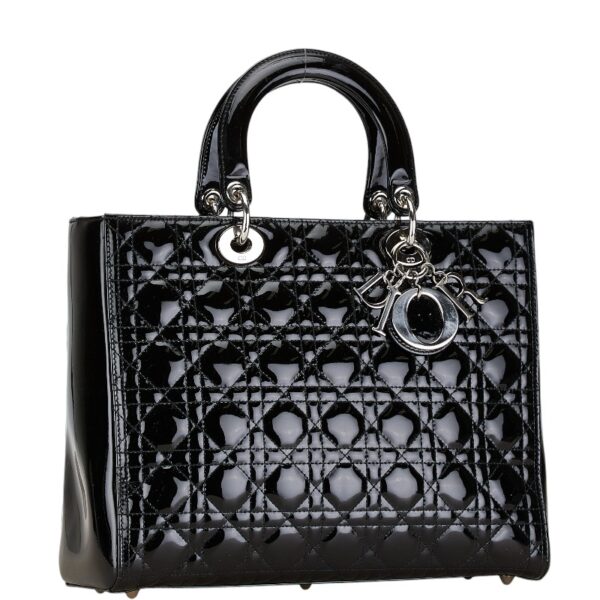 1 0166945 3 Dior Cannage Dior Shoulder Bag 2Way Enamel Black