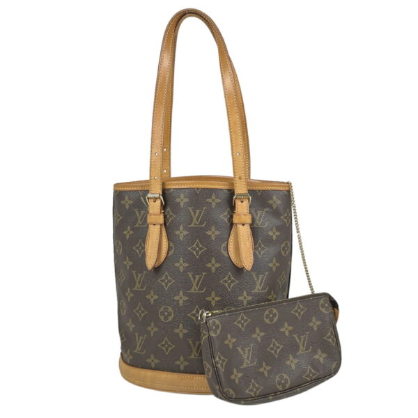 1000035014392 11 Louis Vuitton Petit Bucket PM Shoulder Tote Bag Monogram Brown