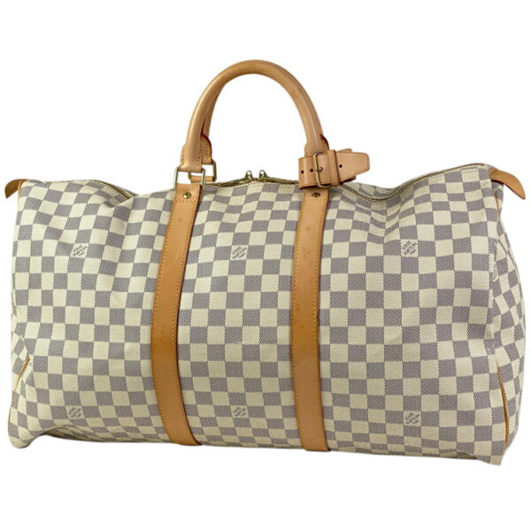 1000035376117 11 Louis Vuitton Keepall 50 Gym Bag Damier Azur White