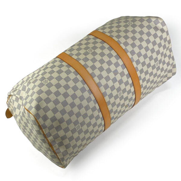 1000035376117 12 Louis Vuitton Keepall 50 Gym Bag Damier Azur White