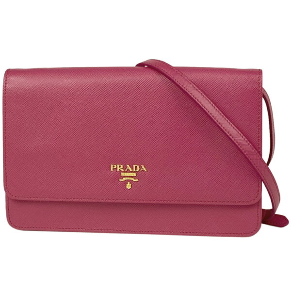 1000035998418 11 PRADA Shoulder Wallet Crossbody Billfold Coin Purse Saffiano Leather Pink