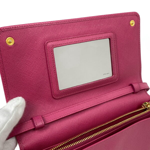 1000035998418 14 PRADA Shoulder Wallet Crossbody Billfold Coin Purse Saffiano Leather Pink