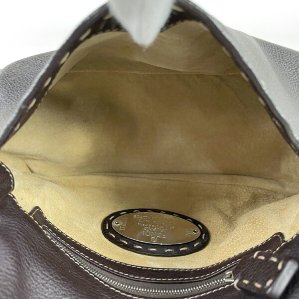 1000035998432 16 Fendi Selleria Zucca Stitch Shoulder Bag Leather Brown