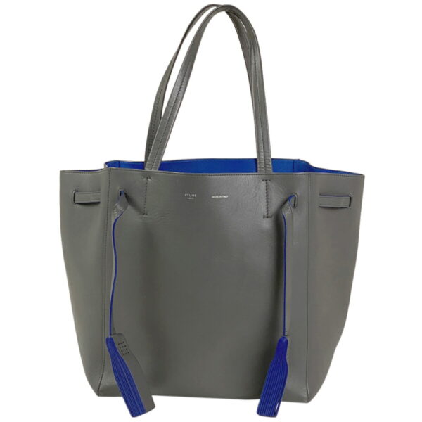 1000037491504 11 Celine Hippo Phantom Small Tassel Leather Shoulder Tote Bag Gray Blue