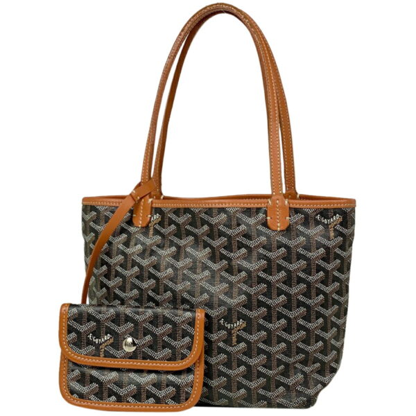 1000037713040 11 Goyard Saint Louis Junior Canvas Tote Bag Black Brown