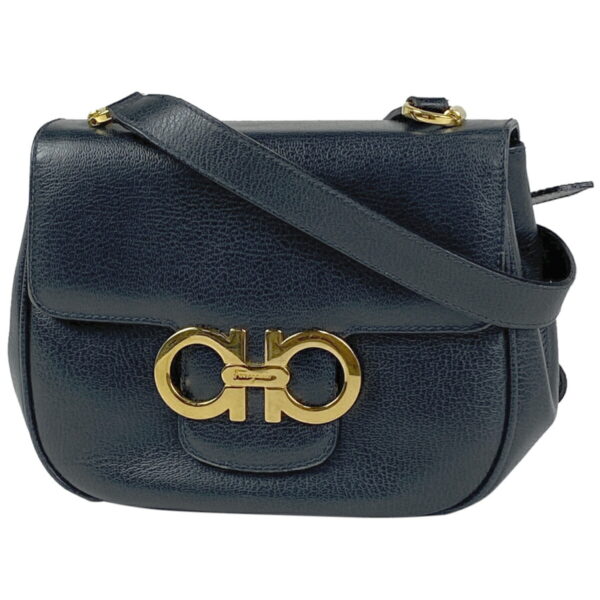 1000038255358 11 Salvatore Ferragamo Gancini Crossbody Shoulder Bag Leather Navy