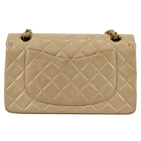 1000038880208 03 CHANEL Matelasse W Flap Leather Handbag Beige