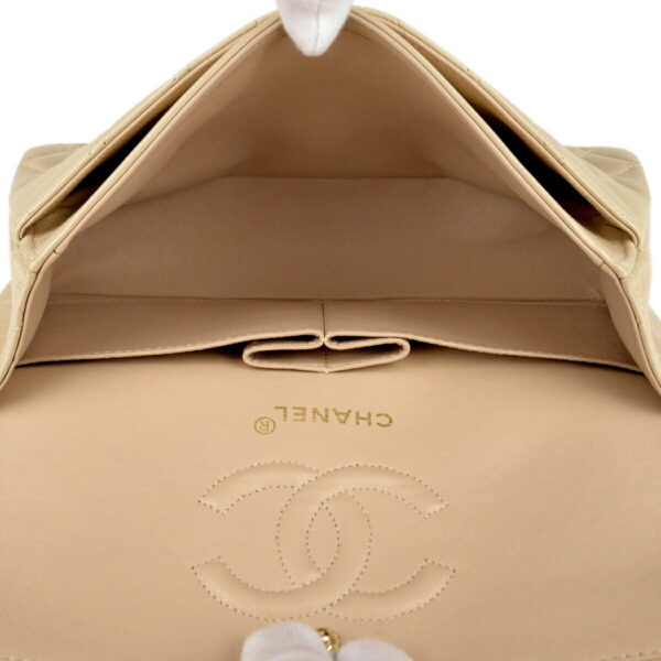 1000038880208 11 CHANEL Matelasse W Flap Leather Handbag Beige