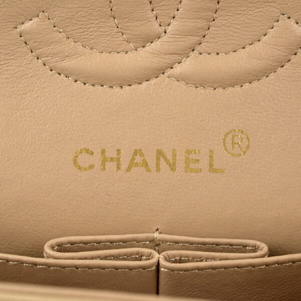 1000038880208 12 CHANEL Matelasse W Flap Leather Handbag Beige