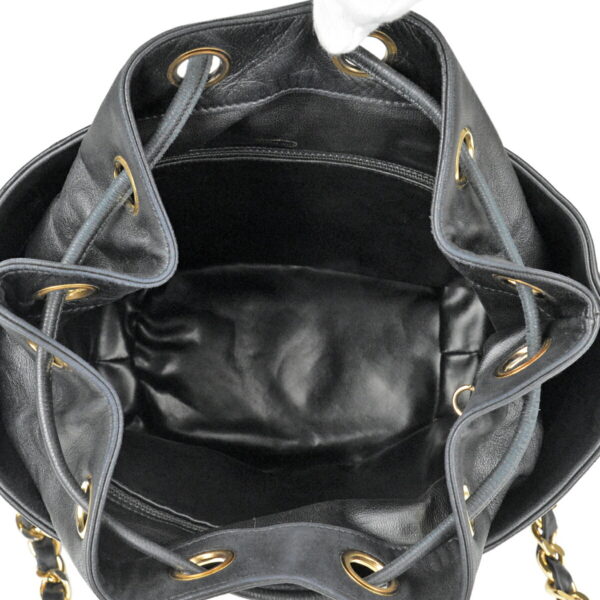 1000038882578 09 CHANEL Coco Mark Matelasse Drawstring Leather Shoulder Bag Black