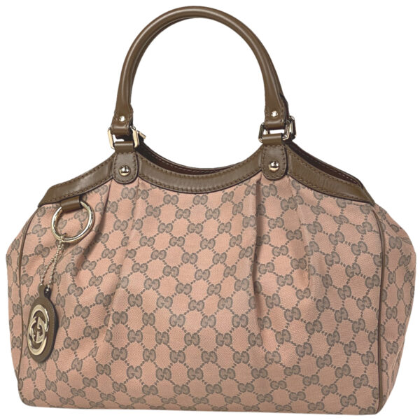 1000040087695 11 Gucci GG Pattern Sookie Tote Bag GG Canvas Pink Brown