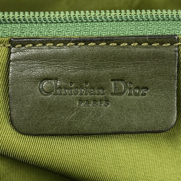 1000041195009 25 Christian Dior Ostrich Saddle Leather Shoulder Handbag Green