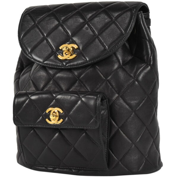 1000041918165 01 CHANEL Coco Mark Matelasse Leather Rucksack Black