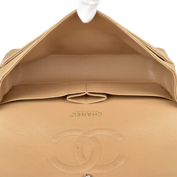 1000043036720 13 CHANEL Matelasse W Flap Caviar Skin Shoulder Bag Beige