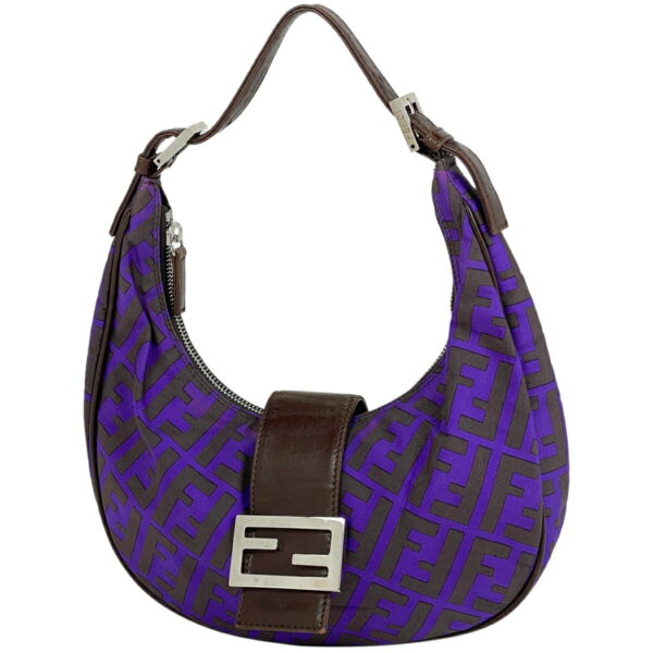 1000044275630 11 Fendi Zucca Pattern Shoulder Bag Nylon Purple Brown