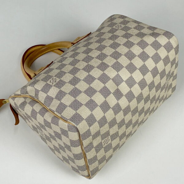 1000045549679 12 Louis Vuitton Speedy 25 Bag Damier Azur White