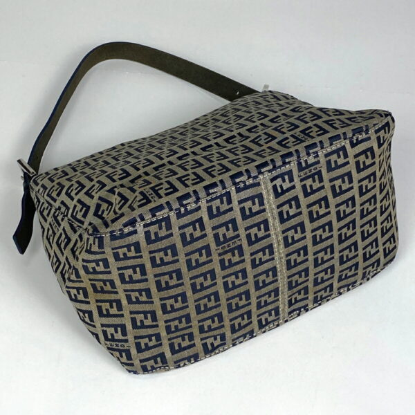 1000046804609 12 Fendi Zucchino Pattern Shoulder Bag Canvas Gray Navy