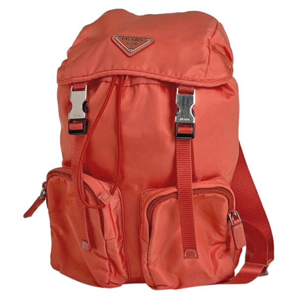 1000047308526 11 PRADA Plate Backpack Testo Nylon Orange