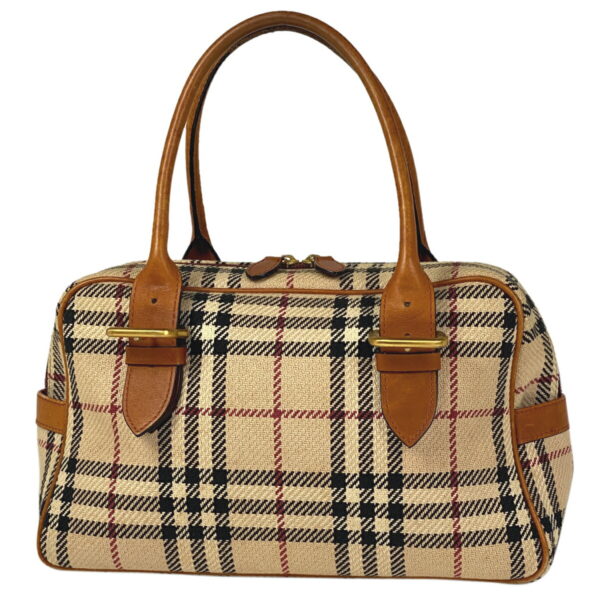 1000047543675 11 Burberry Plaid Nova Check Canvas Shoulder Handbag Beige Brown