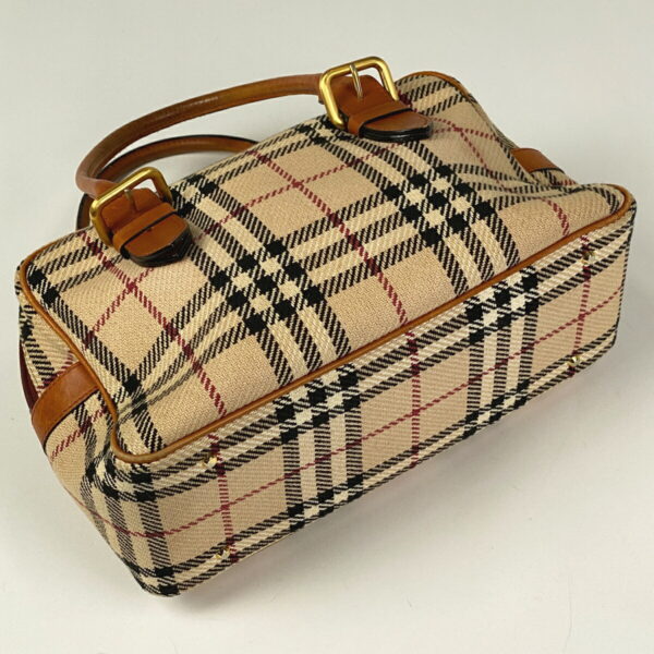 1000047543675 12 Burberry Plaid Nova Check Canvas Shoulder Handbag Beige Brown