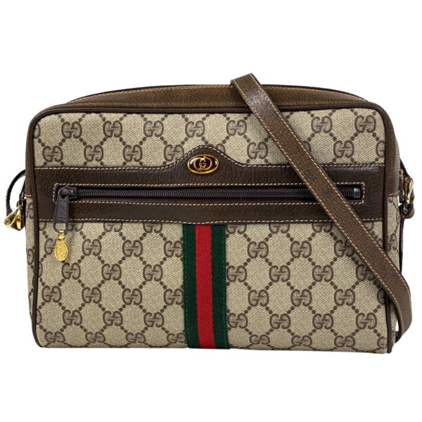 1000047624572 11 Gucci GG Pattern Sherry Line Crossbody Shoulder Bag Canvas Beige Red Green