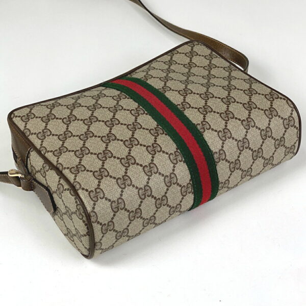 1000047624572 12 Gucci GG Pattern Sherry Line Crossbody Shoulder Bag Canvas Beige Red Green